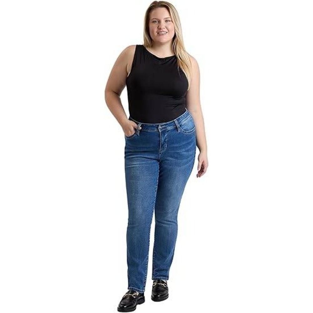 Royalty For Me Womens 16W Blue Straight Leg Stretch Denim Jeans Mid Rise Faded